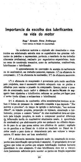 Importancia da escolha dos lubrificantes