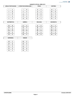 GABARITO OFICIAL UEMG 2015 LÍNGUA PORTUGUESA