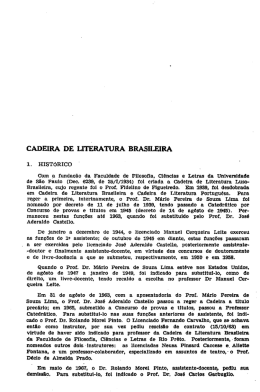 CADEIRA DE LITERATURA BRASILEIRA