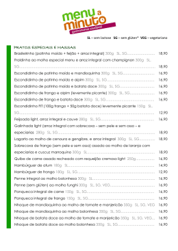 PRATOS ESPECIAIS E MASSAS