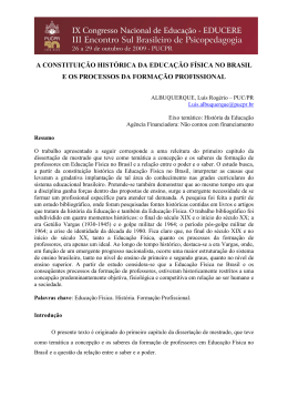 a constitui&ccedil;&atilde;o hist&oacute;rica da educa&ccedil;&atilde;o f&iacute;sica no brasil e os