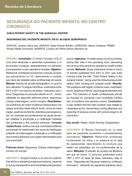 SEGURAN&Ccedil;A DO PACIENTE INFANTIL NO CENTRO CIR&Uacute;RGICO