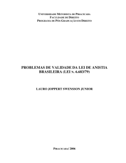PROBLEMAS DE VALIDADE DA LEI DE ANISTIA BRASILEIRA (LEI