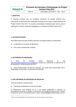 Processo de Inscrição e Participação no Projeto Unimed Vida 2012
