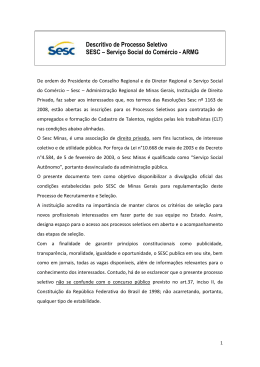 Descritivo de Processo Seletivo SESC &ndash; Servi&ccedil;o Social do