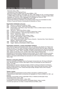 Isabel Sabino - Curriculum Vitae (selec&ccedil;&atilde;o)
