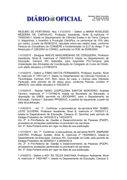 RESUMO DE PORTARIAS: Nos 1.412/2015 &ndash; Deferir a