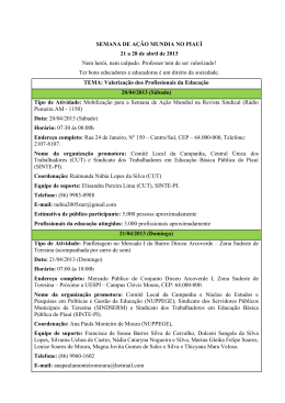 SEMANA DE A&Ccedil;&Atilde;O MUNDIA NO PIAU&Iacute; 21 a 28 de abril de 2013