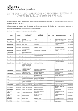 Os alunos abaixo foram selecionados pelas Direções para
