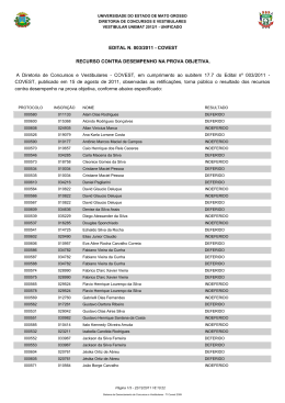 Resultado de Recurso - COVEST: Diretoria de Concursos e