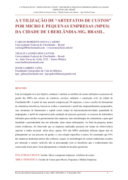 A UTILIZA&Ccedil;&Atilde;O DE &ldquo;ARTEFATOS DE CUSTOS&rdquo; POR