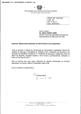 Memorando de Cooperação e Assistência Técnica em matéria