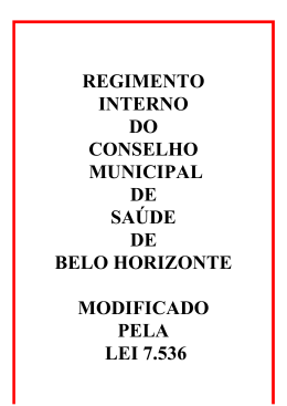 regimento interno do conselho municipal de sa&uacute;de de belo