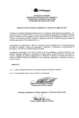 Resolu&ccedil;&atilde;o 78 - Prefeitura Municipal de Cabedelo