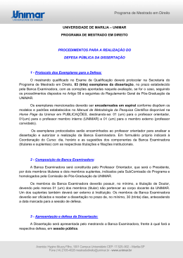 Procedimentos para a defesa p&uacute;blica