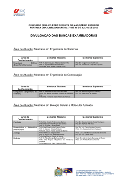 DIVULGA&Ccedil;&Atilde;O DAS BANCAS EXAMINADORAS