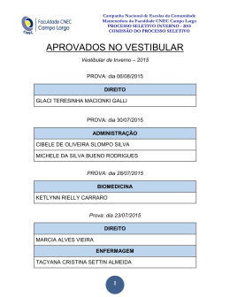 APROVADOS NO VESTIBULAR - Faculdade CNEC de Campo Largo