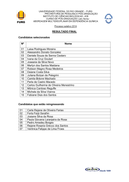 FURG RESULTADO FINAL Candidatos selecionados Nº Nome 01
