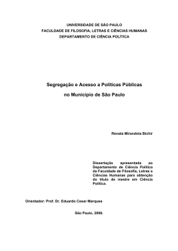 Segregação e Acesso a Políticas Públicas no Município de São Paulo