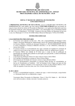 Concurso P&uacute;blico para Procurador do Munic&iacute;pio Formato: