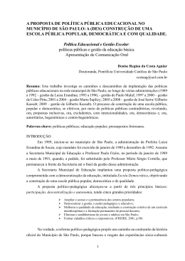 a proposta de pol&iacute;tica p&uacute;blica educacional no munic&iacute;pio de s&atilde;o paulo