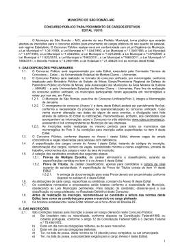 MUNICÍPIO DE SÃO ROMÃO–MG CONCURSO PÚBLICO