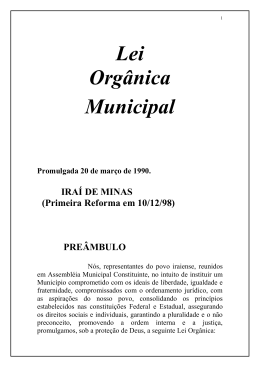 Lei Orgânica Municipal - Câmara Municipal de Iraí de Minas