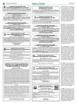 4 24 de mar&ccedil;o de 2015 Ter&ccedil;a-feira PREFEITURA MUNICIPAL DE