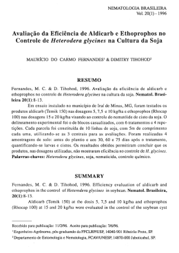 Soja, avalia&ccedil;&atilde;o, aldicarb, ethoprophos, controle, H. glycines, 1996