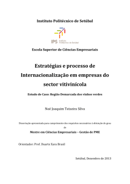 Estrat&eacute;gias e processo de Internacionaliza&ccedil;&atilde;o em empresas do