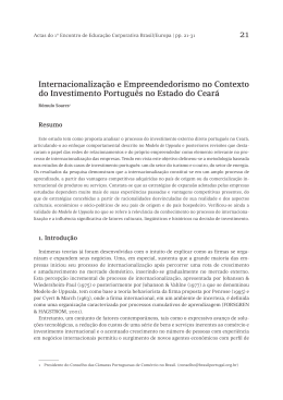 Internacionaliza&ccedil;&atilde;o e Empreendedorismo no Contexto do