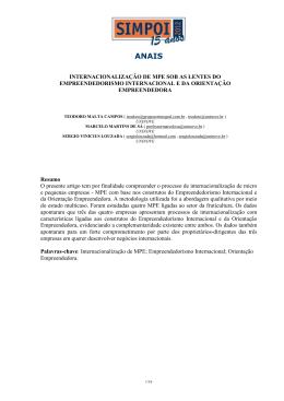 internacionaliza&ccedil;&atilde;o de mpe sob as lentes do empreendedorismo