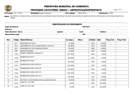 PROCESSO LICITAT&Oacute;RIO: ANEXO I