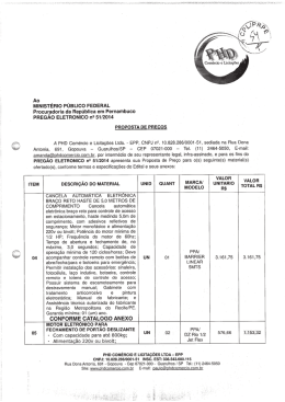 PHD COM&Eacute;RCIO E LICITA&Ccedil;&Otilde;ES LTDA