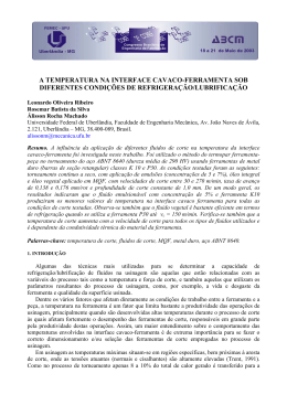 a temperatura na interface cavaco-ferramenta sob