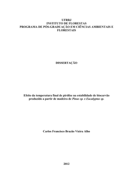 Efeito da temperatura final de pir&oacute;lise na estabilidade de