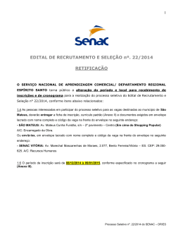 EDITAL DE RECRUTAMENTO E SELE&Ccedil;&Atilde;O SENAC/ES N&ordm;