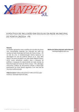 a pol&iacute;tica de inclus&atilde;o em escolas da rede municipal de ponta grossa
