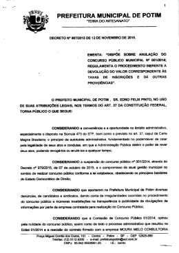 Anula&ccedil;&atilde;o do Concurso P&uacute;blico N.&ordm; 001/2014