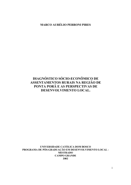 diagn&oacute;stico s&oacute;cio-econ&ocirc;mico de assentamentos rurais na