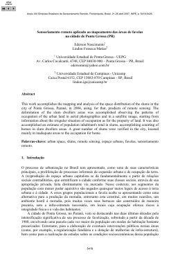 Sensoriamento remoto aplicado ao mapeamento das &aacute;reas