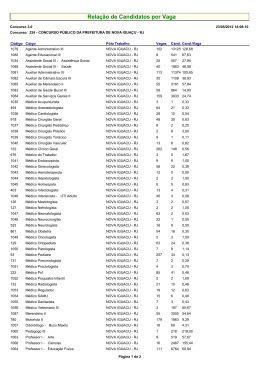 Rela&ccedil;&atilde;o de Candidatos por Vaga