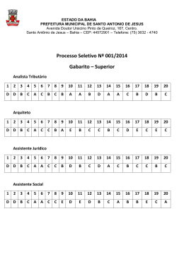 Processo Seletivo N&ordm; 001/2014 Gabarito &ndash; Superior