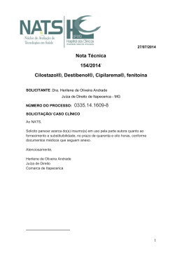 Nota Técnica 154/2014 Cilostazol®, Destibenol®, Cipilarema