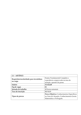 2.1 &ndash; ART&Iacute;FICE Requisitos/escolaridade para