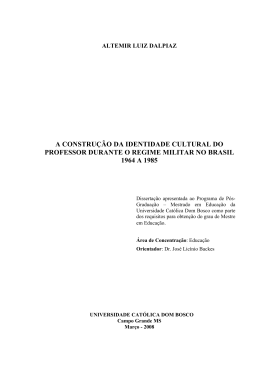 a constru&ccedil;&atilde;o da identidade cultural do professor durante o