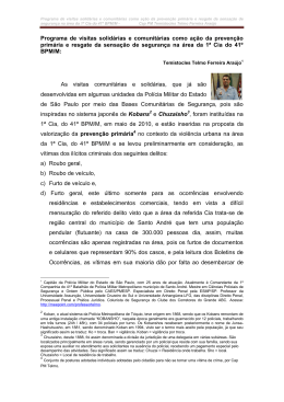 Programa de visitas solid&aacute;rias e comunit&aacute;rias como a&ccedil;&atilde;o da
