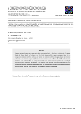 fortalezas juvenis: constitui&ccedil;&atilde;o de alteridades e grupalidades