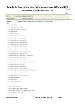 Procedimentos X CBO - Secretaria da Sa&uacute;de