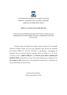 Edital de Convoca&ccedil;&atilde;o &ndash; n&ordm; 4 - Universidade Federal de Campina
